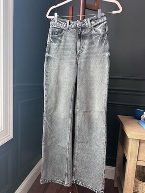H&M High-Waist Wide-Leg Women's Jeans - Gray 0